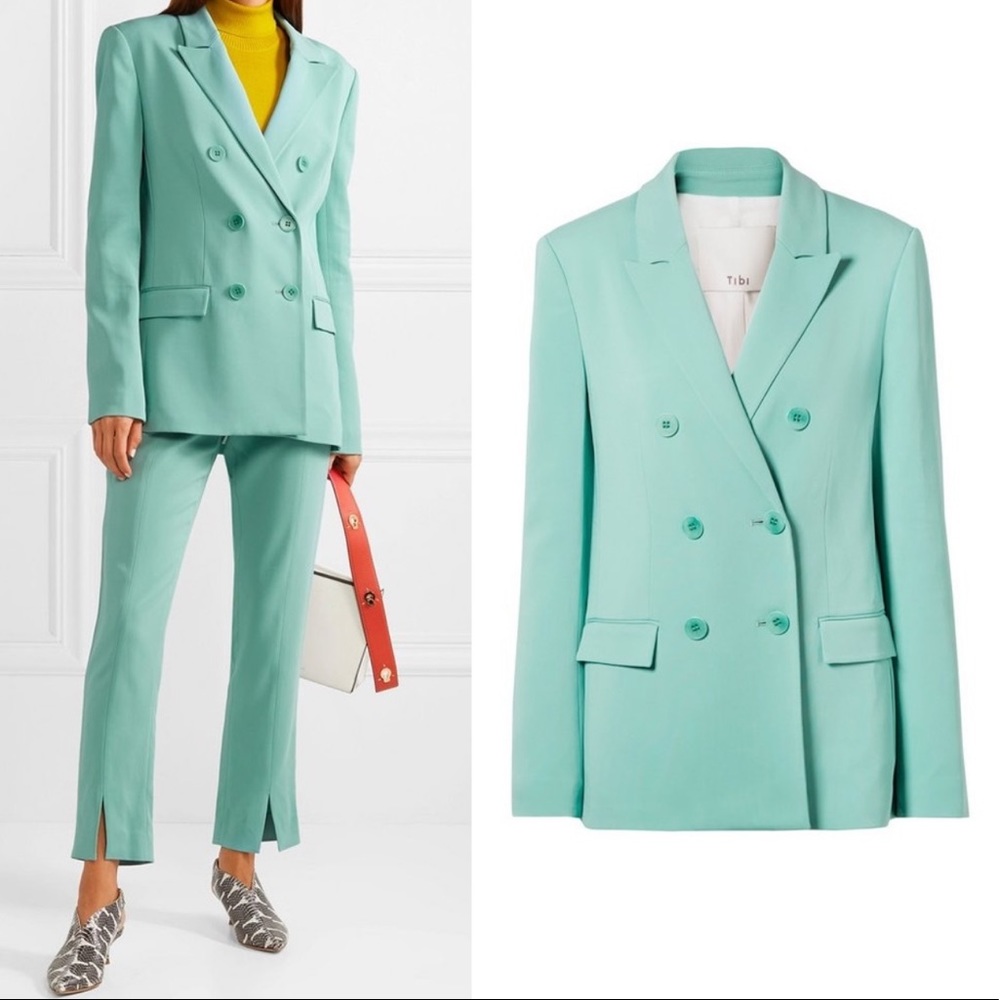 Tibi Steward Oversized Blazer Size Egg Blue 0
